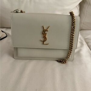 Yves Saint Laurent White and Gold Crossbody Bag